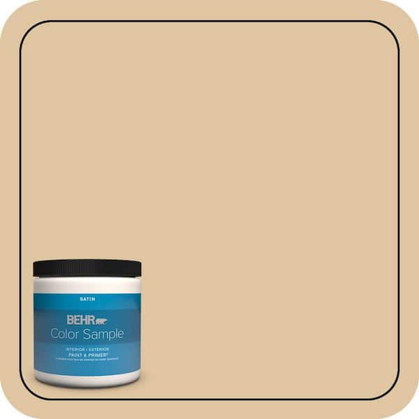 BEHR PREMIUM PLUS 8 oz. #320E-3 Riviera Sand Satin Enamel Interior/Exterior Paint & Primer Color Sample