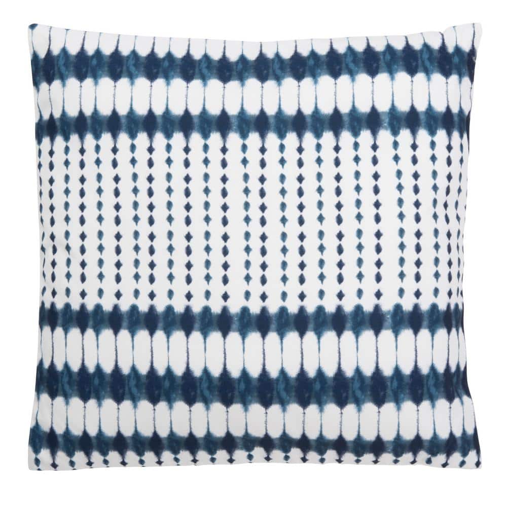 Navy and White Ikat Indoor/Outdoor Square Pillow