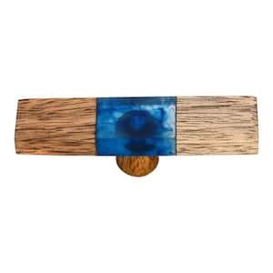 Fusion 2-7/8 in. Wood and Smoky Blue Cabinet Knob