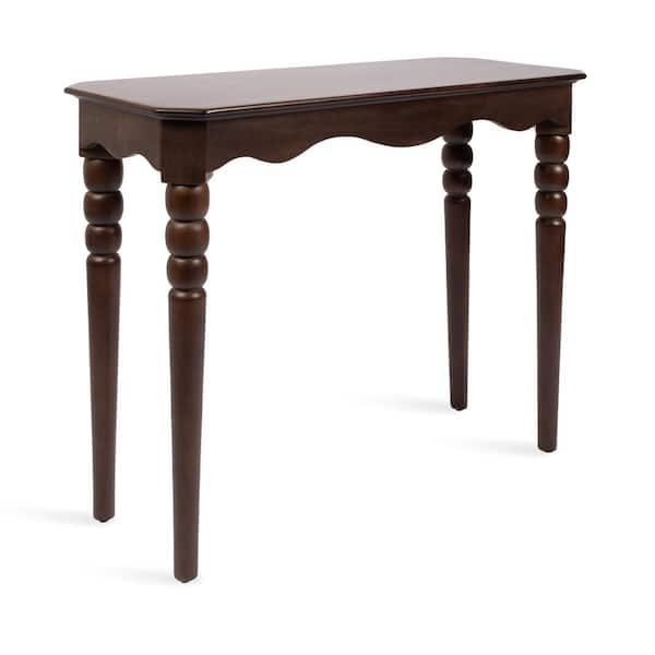 Sunderland 36 in. White/Dark Brown Rectangle Solid Wood Console Table