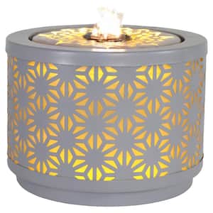 Geometric Flower Cutout Indoor Cylinder Tabletop Fountain with LED Light