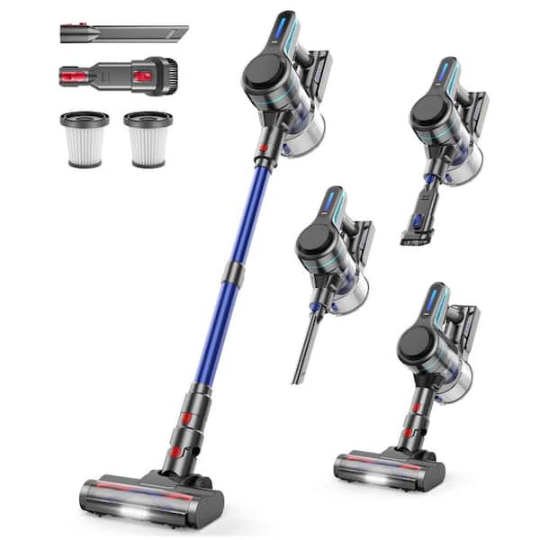 Bagless Cordless Stick Vacuum Cleaner w 30KPA Suction 45Min Runtime V-Shaped Anti-Tangle Brush for Carpet Tiles Pet Hair