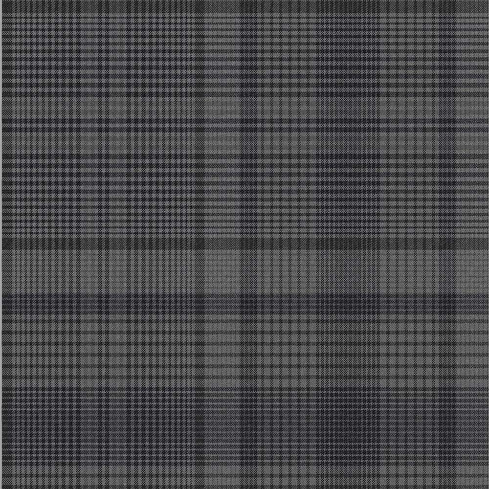 Heritage Charcoal Grey and Black Plaid Wallpaper Roll