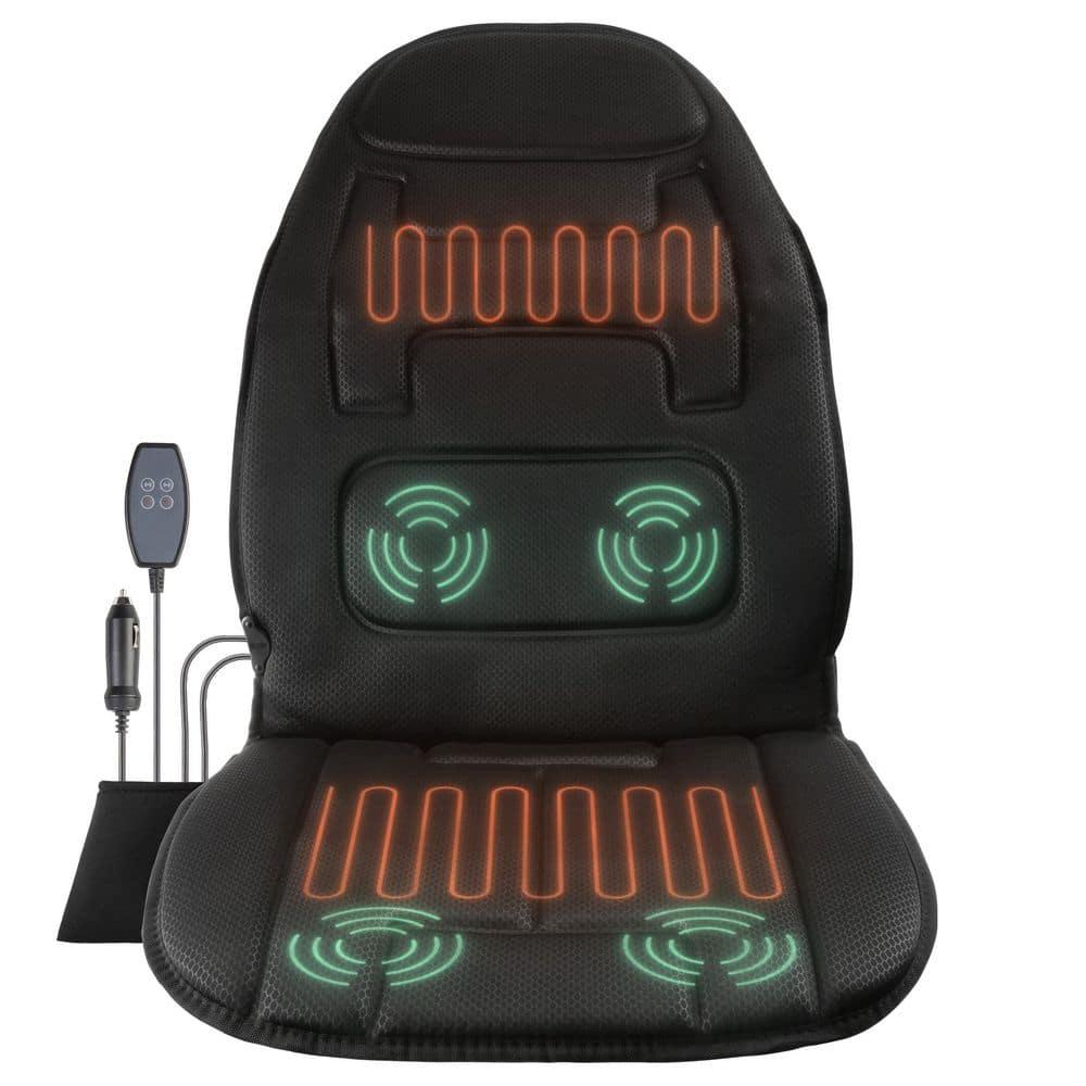 19 in L x 0.5 in W x 42 in H 12-Volt Vibrating Heating Pad with 3 Levels for Car Seat - Driver or Passenger (Black)
