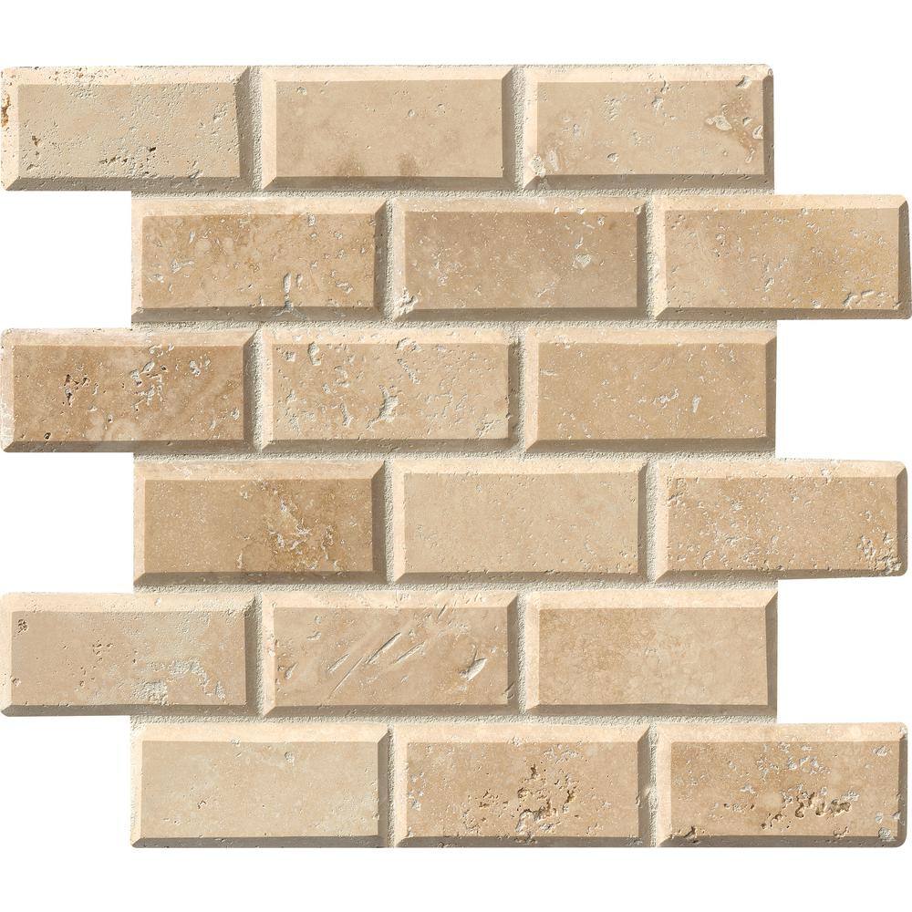 Tuscany Ivory Beveled 4 in. x 4 in. Honed Travertine Mosaic Tile Sample price history on PriceWatchPro