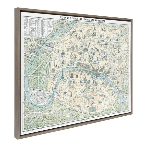 Vintage Paris Map Nouveau Paris Monumental Map Framed Wall Art Poster offers