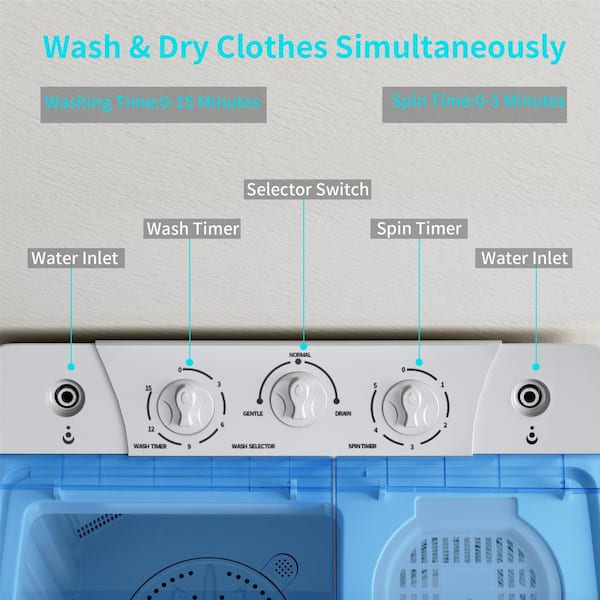 Dalxo 26lbs. Capacity Washer Twin Tub 2.33 cu.ft. Portable Washer & Dryer  Combo Washing Machine in Blue DXHAWM1003 - The Home Depot