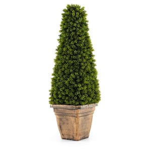 35 inch. Artificial Boxwood Topiary Tree Potted Fake Tree Indoor & Outdoor Faux Tree