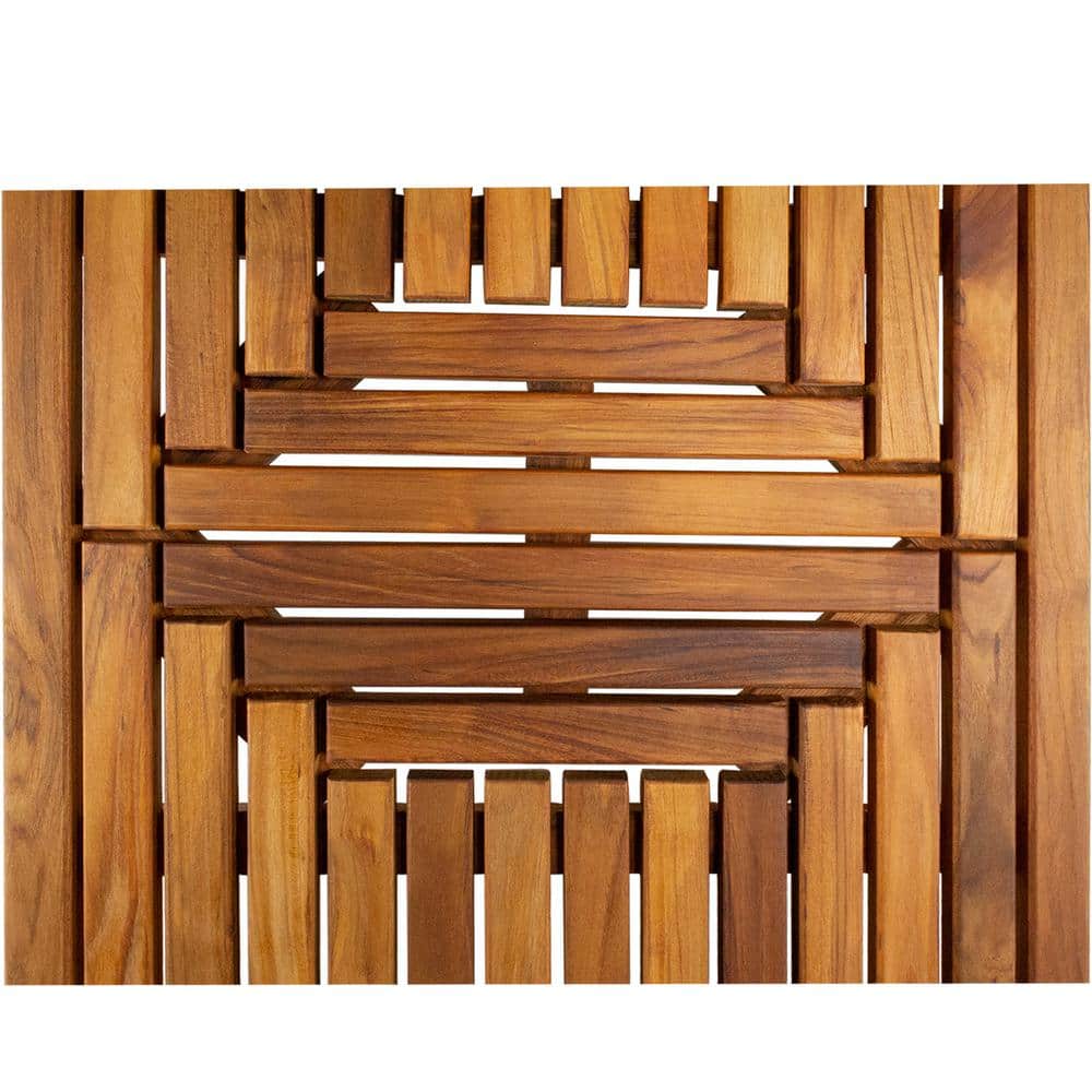 Nordic Teak Wood Oiled Double Framed Bath Mat 40" x 20"