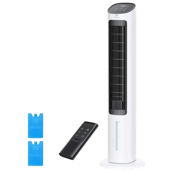 1017 CFM 4-Speed Portable Evaporative Cooler with 80° Oscillation, 7-H Timer in White & Black