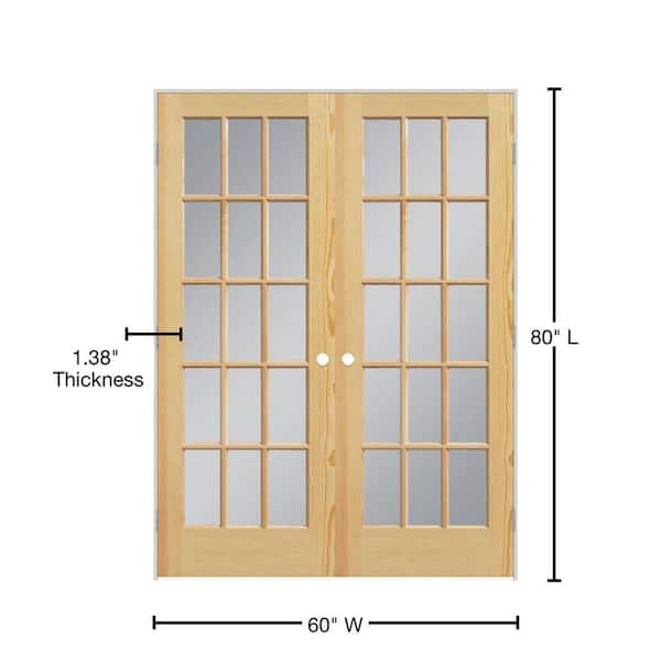 Builders Choice 60 in. x 80 in. 15-Lite Clear Wood Pine Prehung