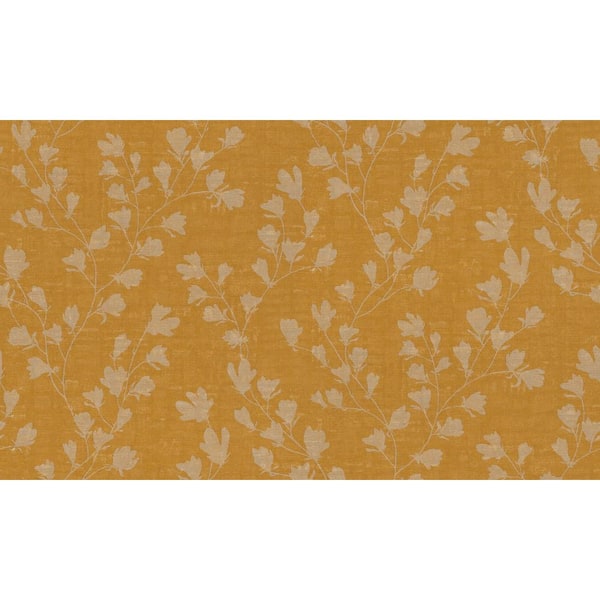 Unbranded Fusion Collection Floral Trail Motif Yellow Matte Finish Non-Pasted Vinyl on Non-Woven Wallpaper Roll