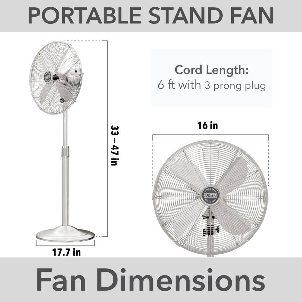 Hunter 48" Brushed Nickel Metal Oscillating Pedestal Fan