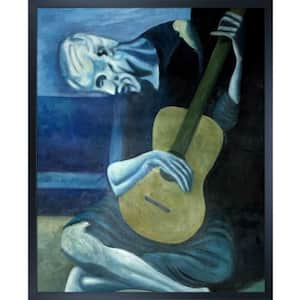 The Old Guitarist by Pablo Picasso Studio Black Wood Framed Oil Painting Art Print 21.5 in. x 17.5 in.