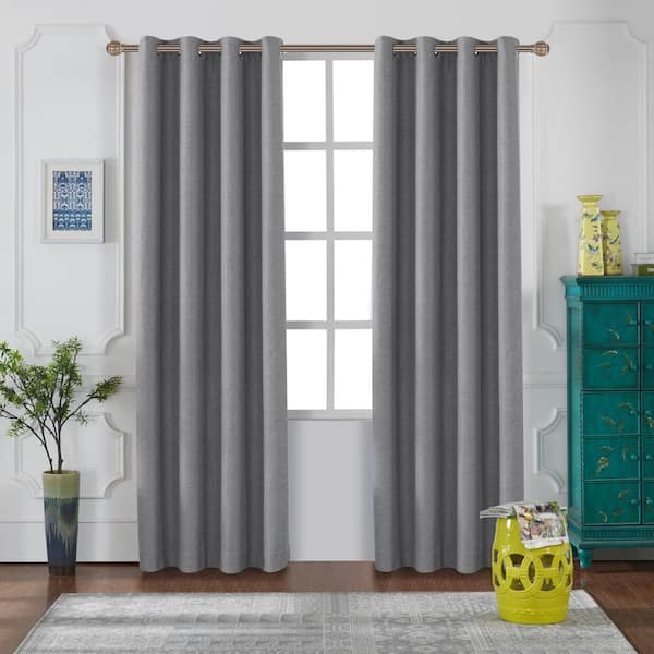 Lyndale Decor Grey Thermal Grommet Blackout Curtain - 52 in. W x 95 in ...