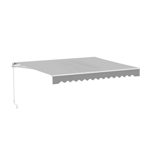 ALEKO 13 ft. Caribbean Polyester Manual Retractable Patio Awning 10 ft. Projection in Silver Gray