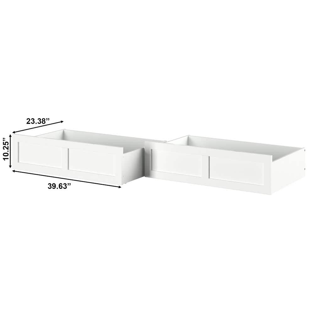 White Queen Size Underbed Storage Drawers with Rollers