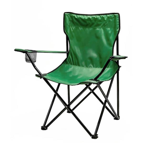 OVENTE Oxford Green Steel Frame Polyester Water and Dirt-Resistant Mesh Cup Holder with Free Bag Portable Camping Chair