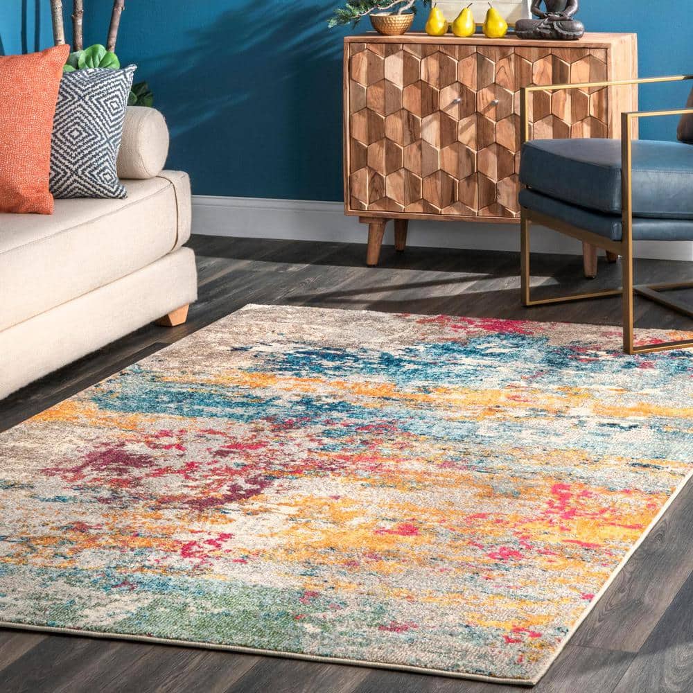Monet Multicolor Abstract Synthetic 3' x 5' Area Rug