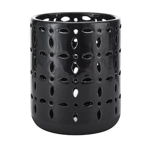 7-Inch Black Ceramic Cutout Vase