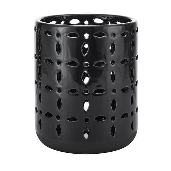 Elements 7-Inch Black Ceramic Cutout Vase
