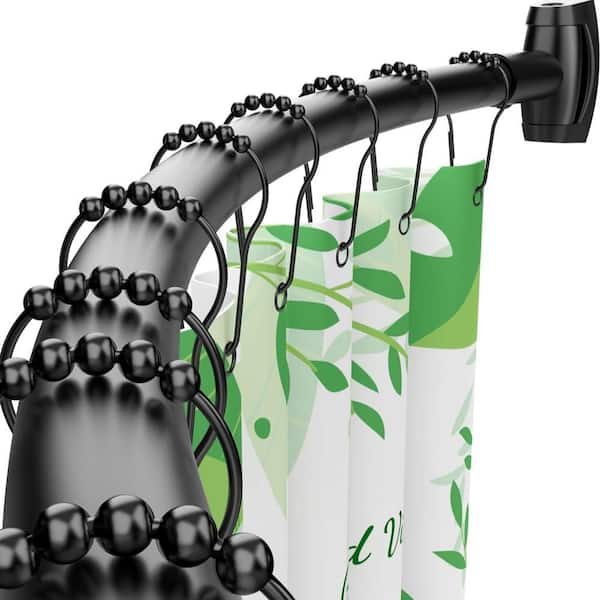 40-72 in. Adjustable Curved Shower Curtain Rod in Black, Aluminum Rustproof Round Shower Curtain Rod for Bathroom