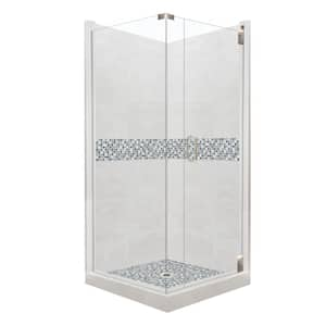 Del Mar Grand Hinged 36 in. x 36 in. x 80 in. Right-Hand Corner Shower Kit in Natural Buff and Satin Nickel