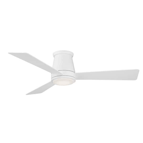 WAC Lighting Hug 52 in. 3000K Integrated LED Indoor/Outdoor Matte White Smart Compatible Ceiling Fan with Light Kit and Remote