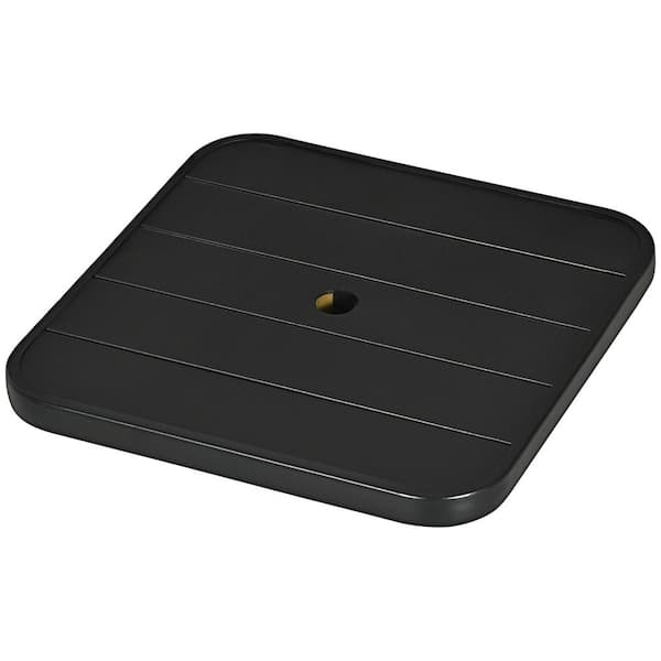 ATENGNES 19 in. Black Beach Umbrella Table Tray, Slatted Instant Portable Beach Deck Tables for Swimming Pools, Patio, Garden