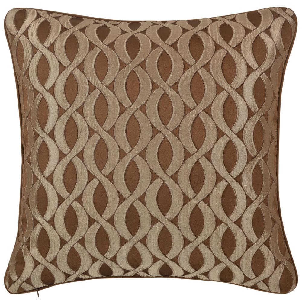 Copper Damask and Geometric 20" Square Throw Pillow