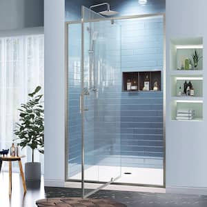 38 - 42 in. W x 71 in. H Pivot Swing Semi-Frameless Shower Door in Brushed Nickel Clear SGCC Tempered Glass
