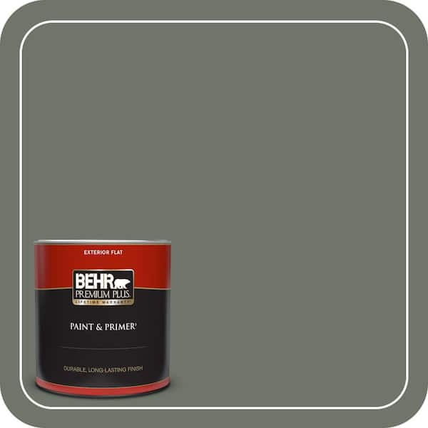 BEHR PREMIUM PLUS 1 qt. #BXC-72 Evergreen Trail Flat Exterior Paint & Primer