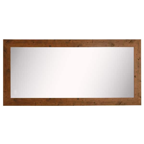Unbranded 34 in. W x 67 in. H Framed Rectangular Bathroom Vanity Mirror in Light Brown