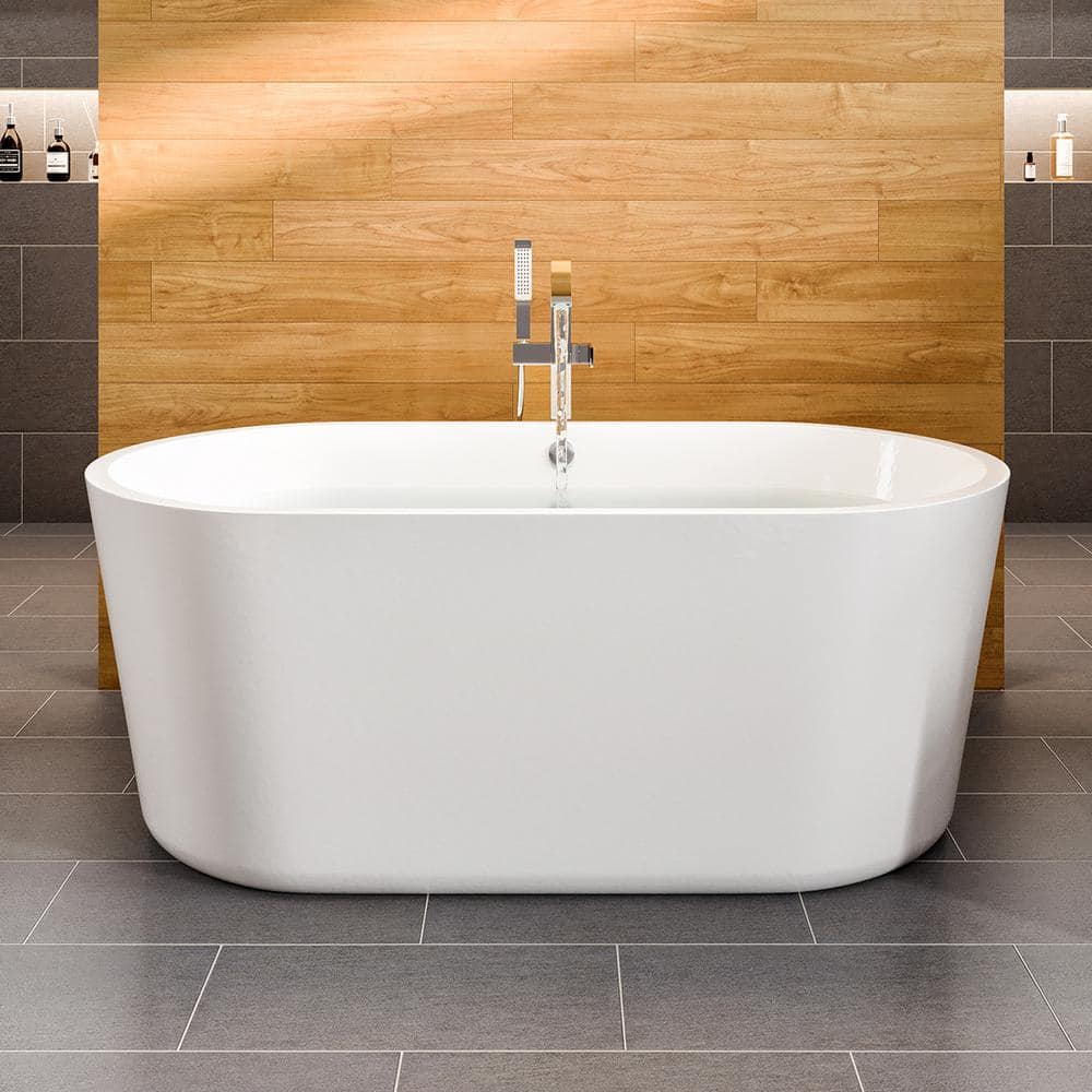 Eviva Queen 59 in. Acrylic Flatbottom Non-Whirlpool Bathtub in White ...