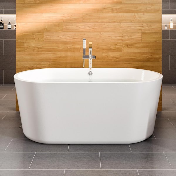 Queen 59 in. Acrylic Flatbottom Non-Whirlpool Bathtub in White