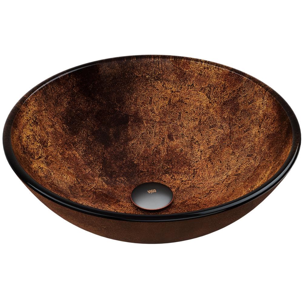 Russet Brown Glass Circular Vessel Sink