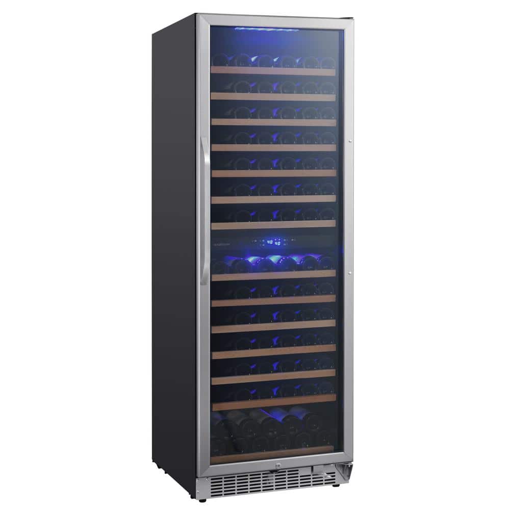 141 Bottle Dual Zone Stainless Steel Wine Refrigerator with Interior Lighting