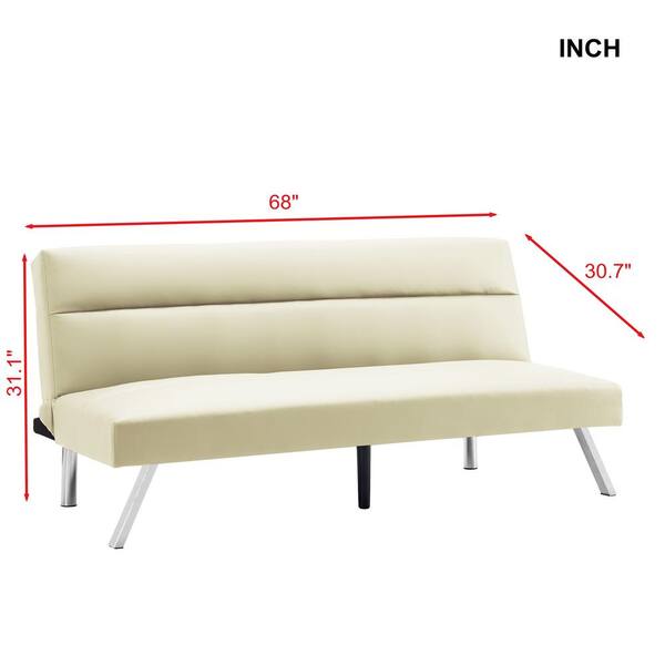 Magic Home 68 In W Beige Color Pu Leather 2 Seater Twin Size Sofa Bed Sleeper With Metal Legs Cs W22322313 The Depot Magic Home 68 In W Beige Color Pu, 68 Inch Sofa Bed
