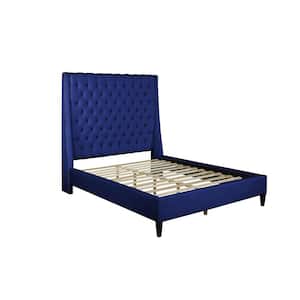 Bellanova Navy Blue Tufted Velvet King Platform Bed
