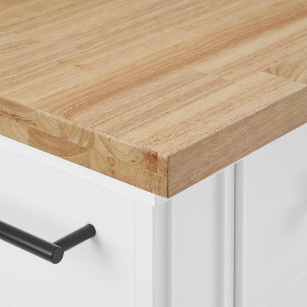 Julia 50'' White Kitchen Island Set with 2 X-Back Stools