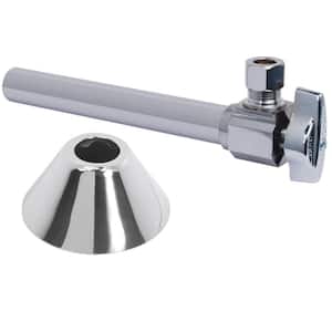 1/2 in. Nom Sweat Inlet x 3/8 in. O.D. Comp Outlet 1/4-Turn Angle Ball Valve with 5 in. Extension Tube & Bell Flange