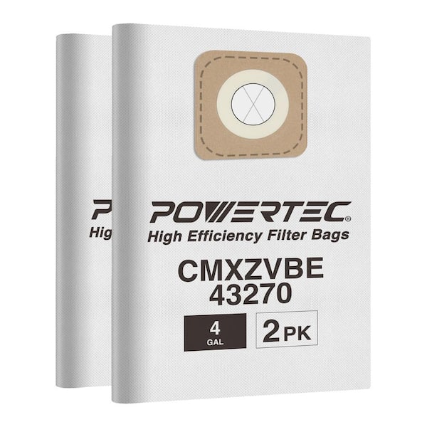 Dust Collection Bags for Craftsman 43270 Shop Vacs, Replacement Filter Bags for 4 Gal. Craftsman CMXEVBE 17612 (2-Pack)