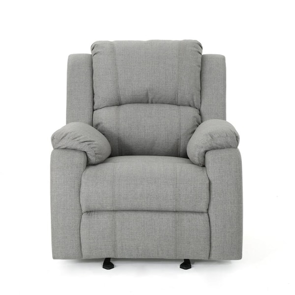Noble House Mozelle Classic Tufted Gray Polyester Recliner