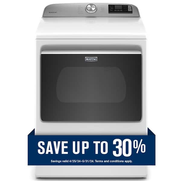 Maytag 7.4 cu. ft. 240-Volt Smart Capable White Electric Dryer with Hamper Door and Advanced Moisture Sensing