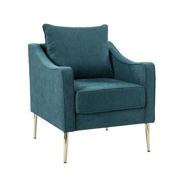 JAYDEN CREATION Cynossema Teal Armchair with Metal Legs