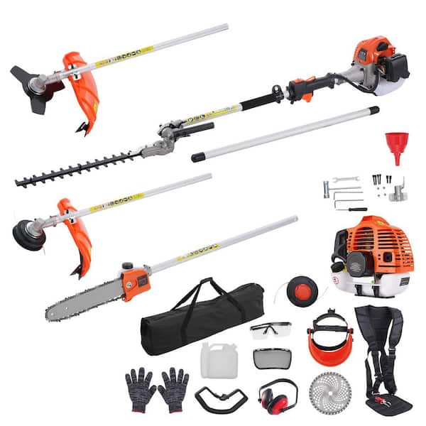 52 CC 6-in-1 Multi-Functional Trimming Tools, Gas Hedge Trimmer with Extension Pole, Pole Saw Chainsaw Pruner