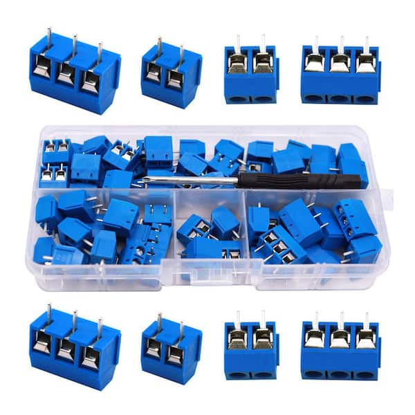 70pcs 2 Pin and 3 Pin 5mm Pitch PCB Mount Screw Terminal Block Connector with Phillips Screwdriver