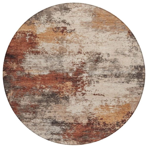 Chantille Machine Washable Indoor/Outdoor Abstract ACN2064 Paprika 8 ft. x 8 ft. Area Rug