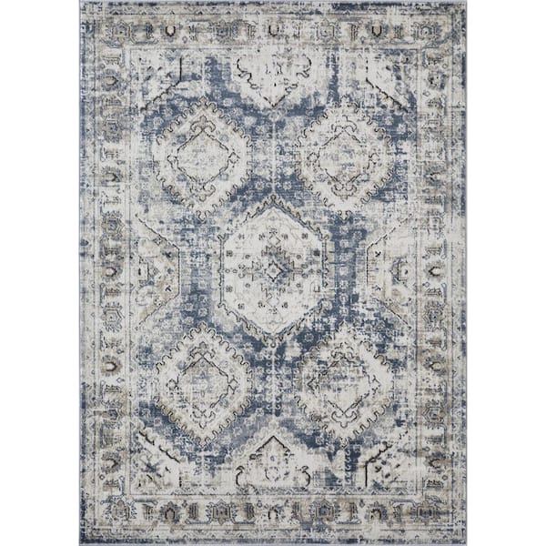LOOMAKNOTI Kehleigh Auborn Cream 7 ft. 10 in. x 9 ft. 10 in. Oriental Polypropylene Indoor Area Rug