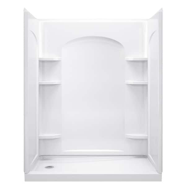 Ensemble 32 in. x 60 in. x 74-1/2 in. Shower Kit with Age-in-Place Backers in White